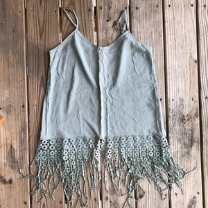 Umgee size SMALL moss/mint fringe tank